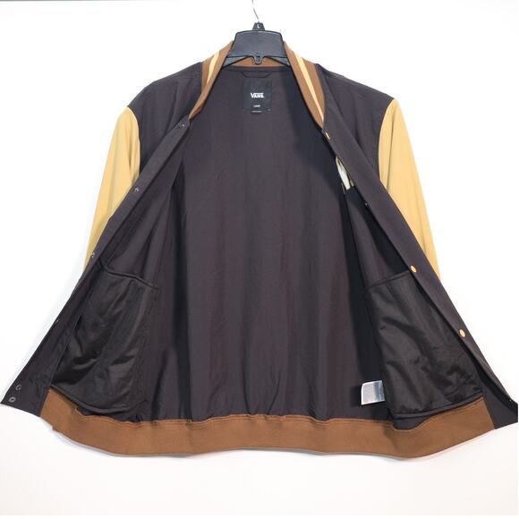Vans Men’s Nylon Varsity Bomber Jacket – Black & Antelope Tan – Size Large – NWT - Picture 7 of 9